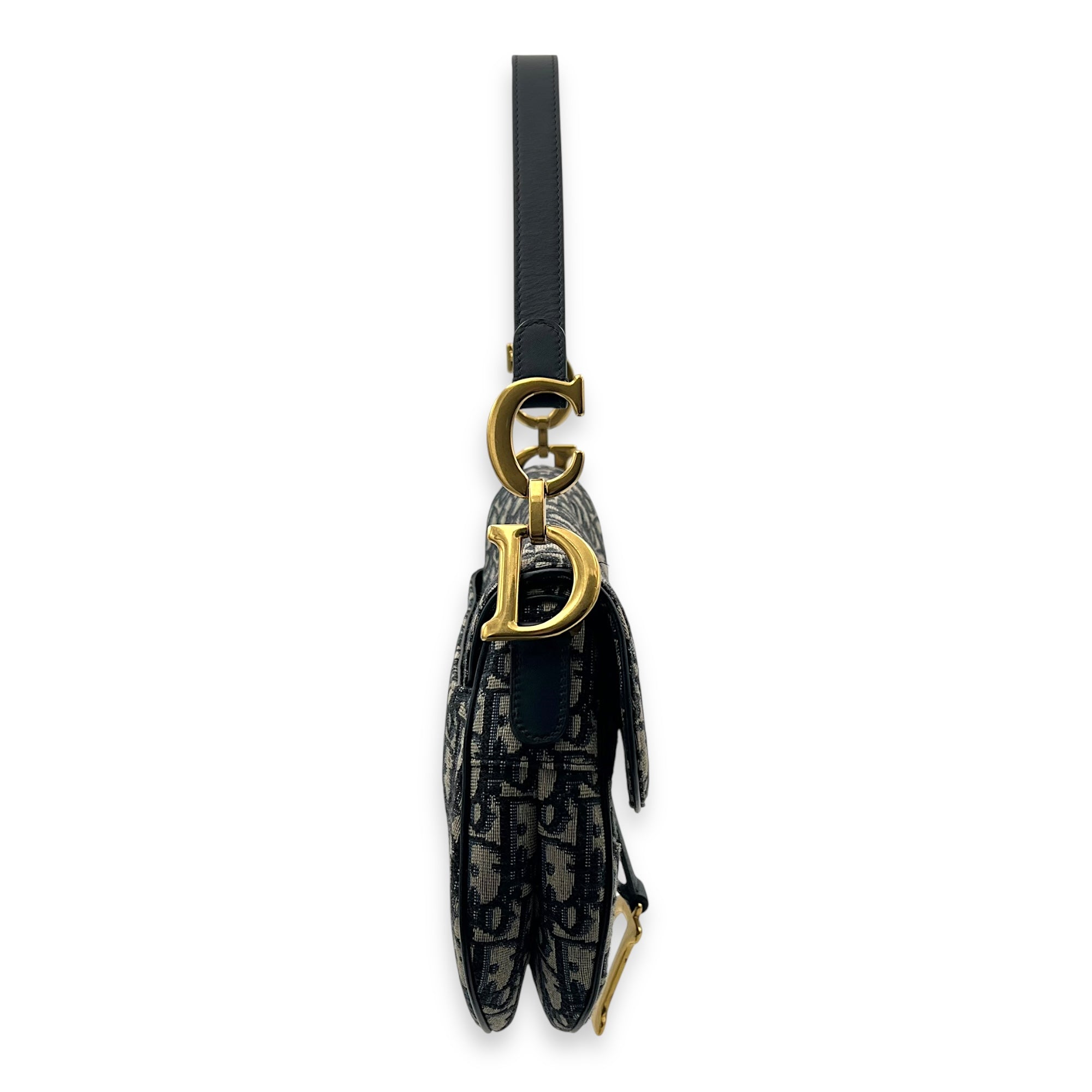 Dior Saddle Shoulder Bag Blue in Jacquard, Gold hardware_10