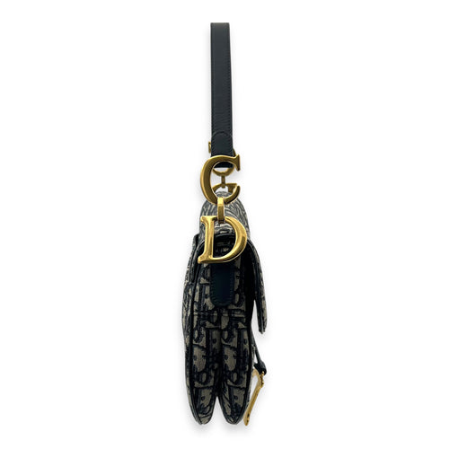Dior Saddle Shoulder Bag Blue in Jacquard, Gold hardware_10