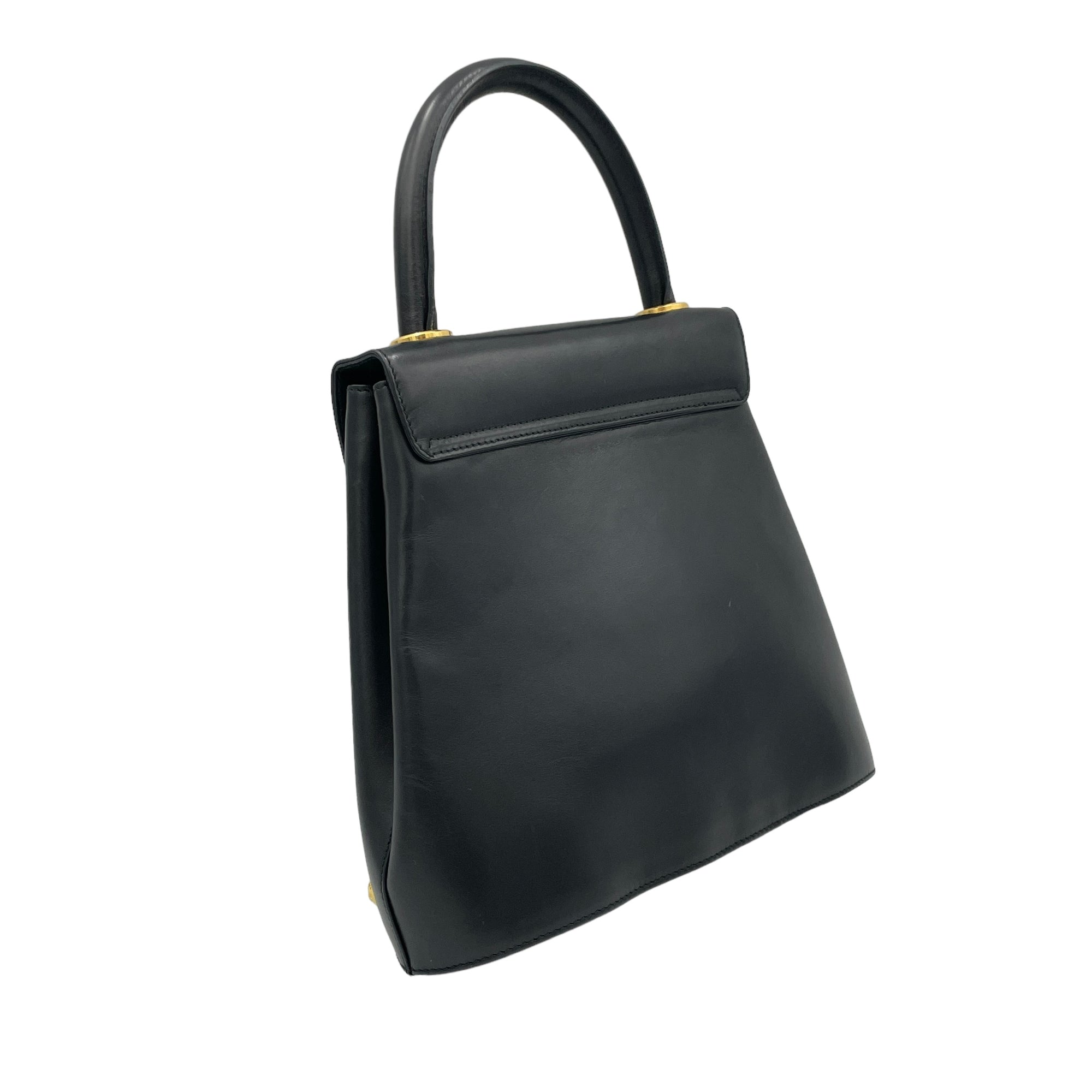 Las mejores S Black Top Handle Bag in Calfskin, Gold hardware