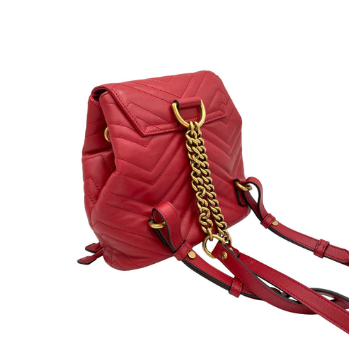 Marmont Red Backpack in Calfskin, Gold hardware