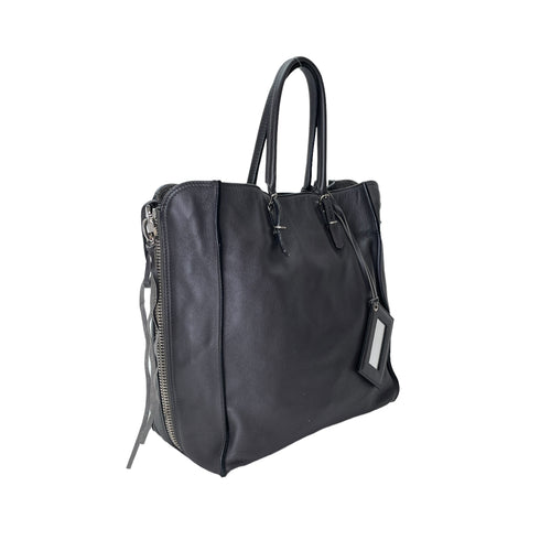 Papier Grey Tote Bag in Calfskin, Silver hardware