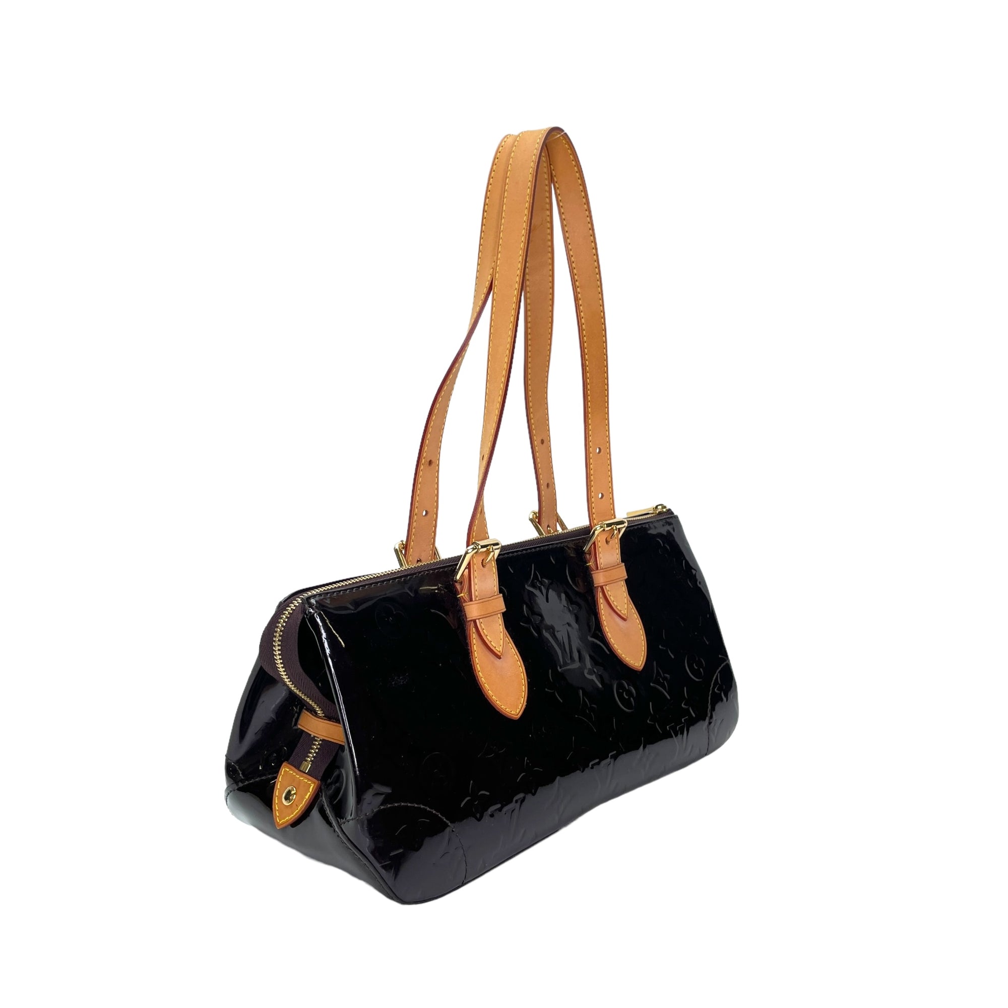 Rosewood Avenue Purple Shoulder Bag in Patent Leather, Gold hardware