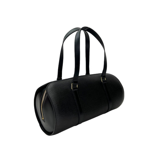 Soufflot Black Top Handle Bag in Epi Leather, Gold hardware