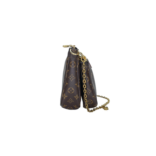 Multi-Pochette Accessoires Brown Shoulder Bag in Monogram Coated Canvas, Gold hardware