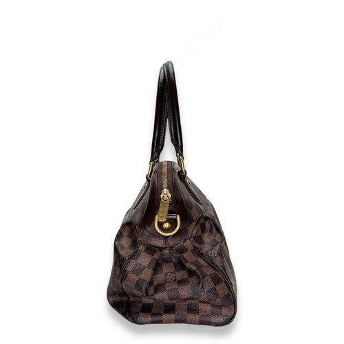 Trevi Brown Top Handle Bag in Coated Canvas, Gold hardware