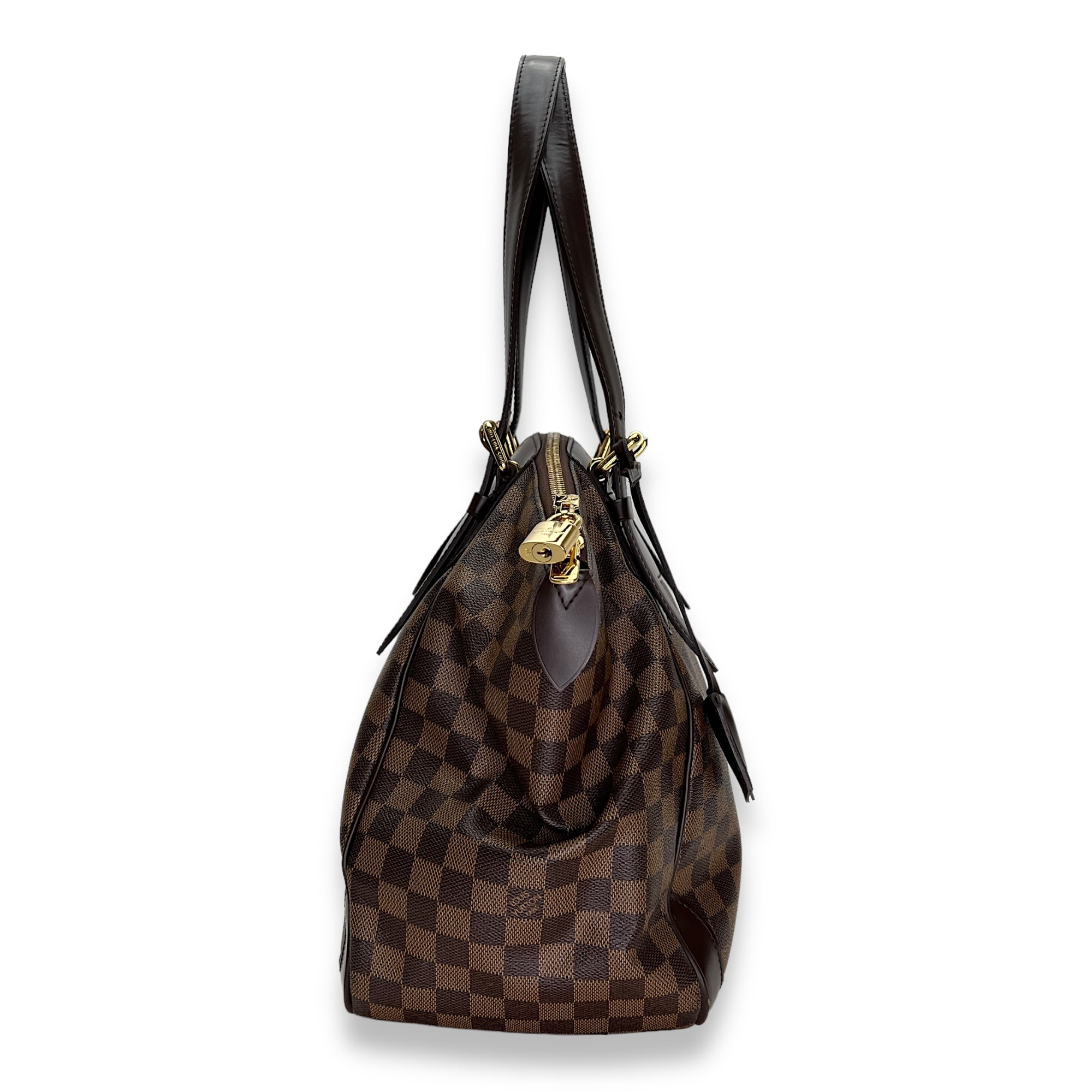 Verona MM Damier Ebene Shoulder Bag in Coated Canvas, Gold hardware