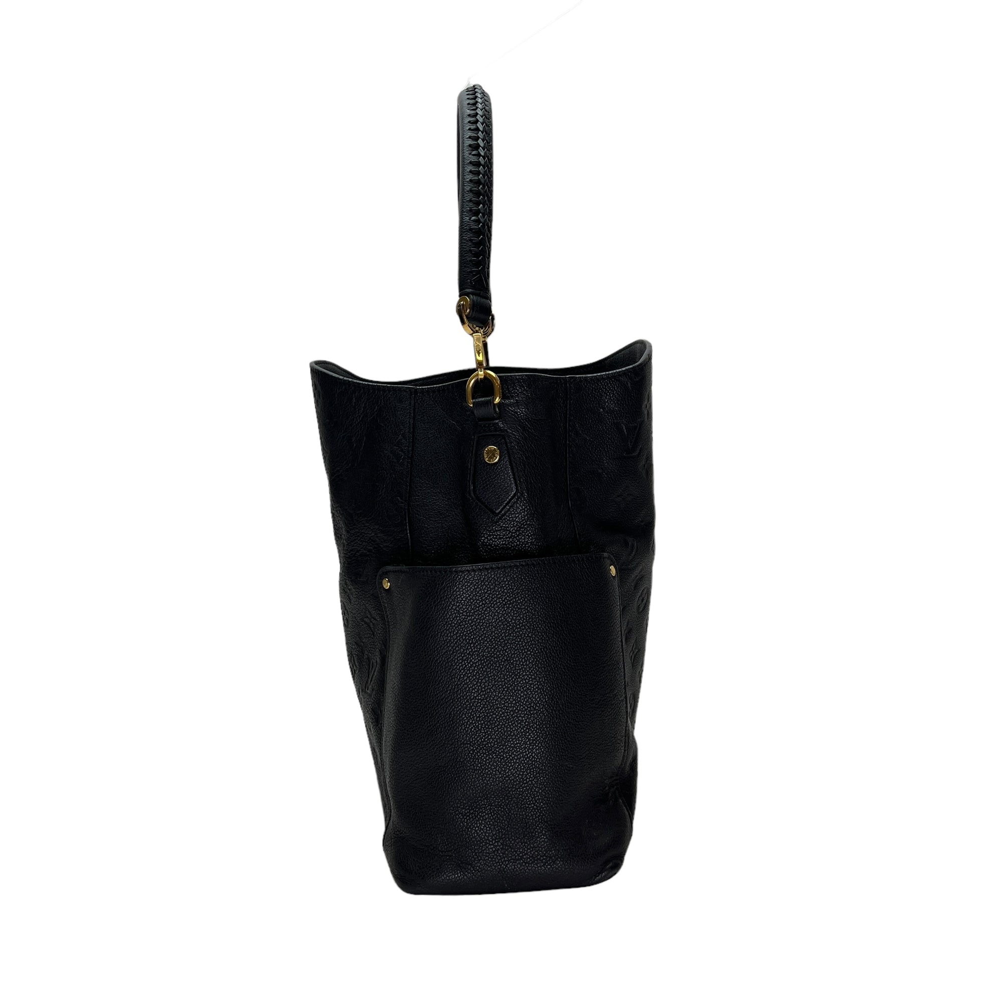 Bagatelle Navy Shoulder Bag in Monogram Empreinte Leather, Gold hardware