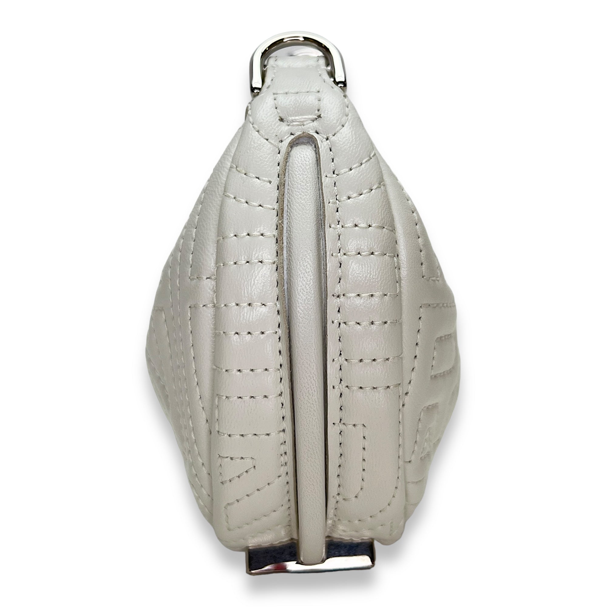 Fendigraphy Nano White Top Handle Bag in Calfskin, Silver hardware