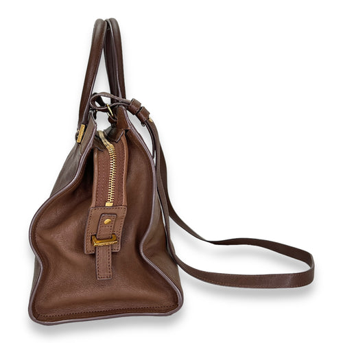 Cabas Chyc Ligne Small Brown Top Handle Bag in Calfskin, Gold hardware