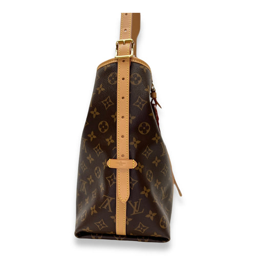 CarryAll MM Brown Shoulder Bag in Monogram Coated Canvas, Gold hardware