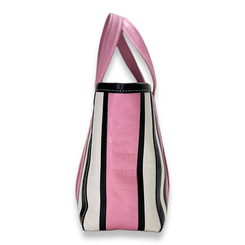 Barbes East West Pink Tote Bag in Calfskin, Silver hardware