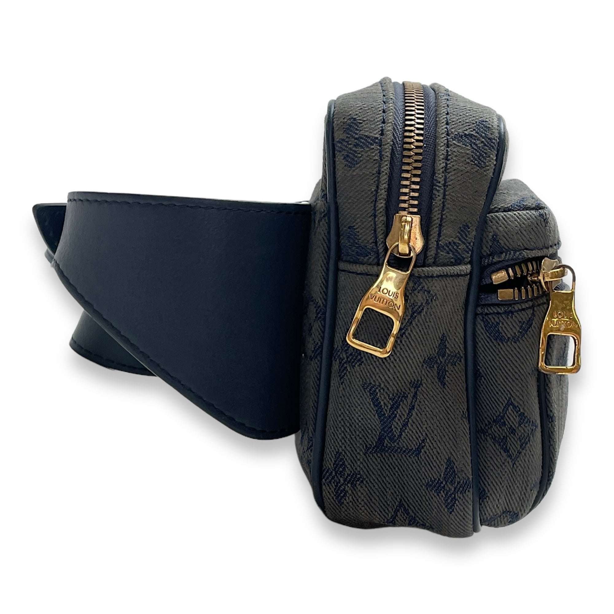 Outdoor Belt Bag  Blue in Canvas , Gold Hardware