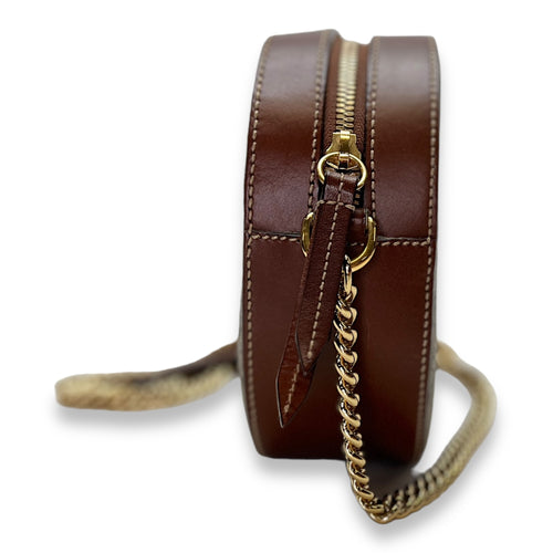 GG supreme Crossbody Bag  Brown in Coated Canvas , Gold Hardware