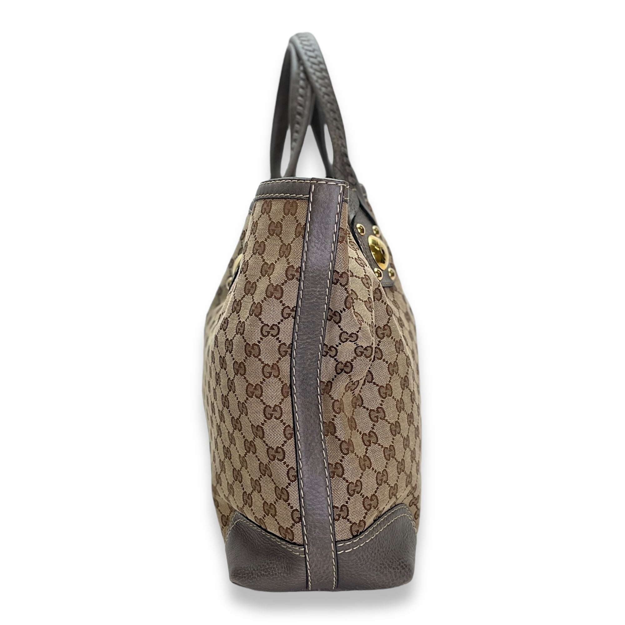 Tote Grey Tote Bag in Jacquard, Gold hardware