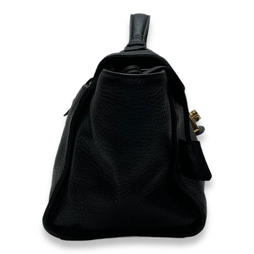 Logo Top handle Bag  Black in Calfskin , Gold Hardware