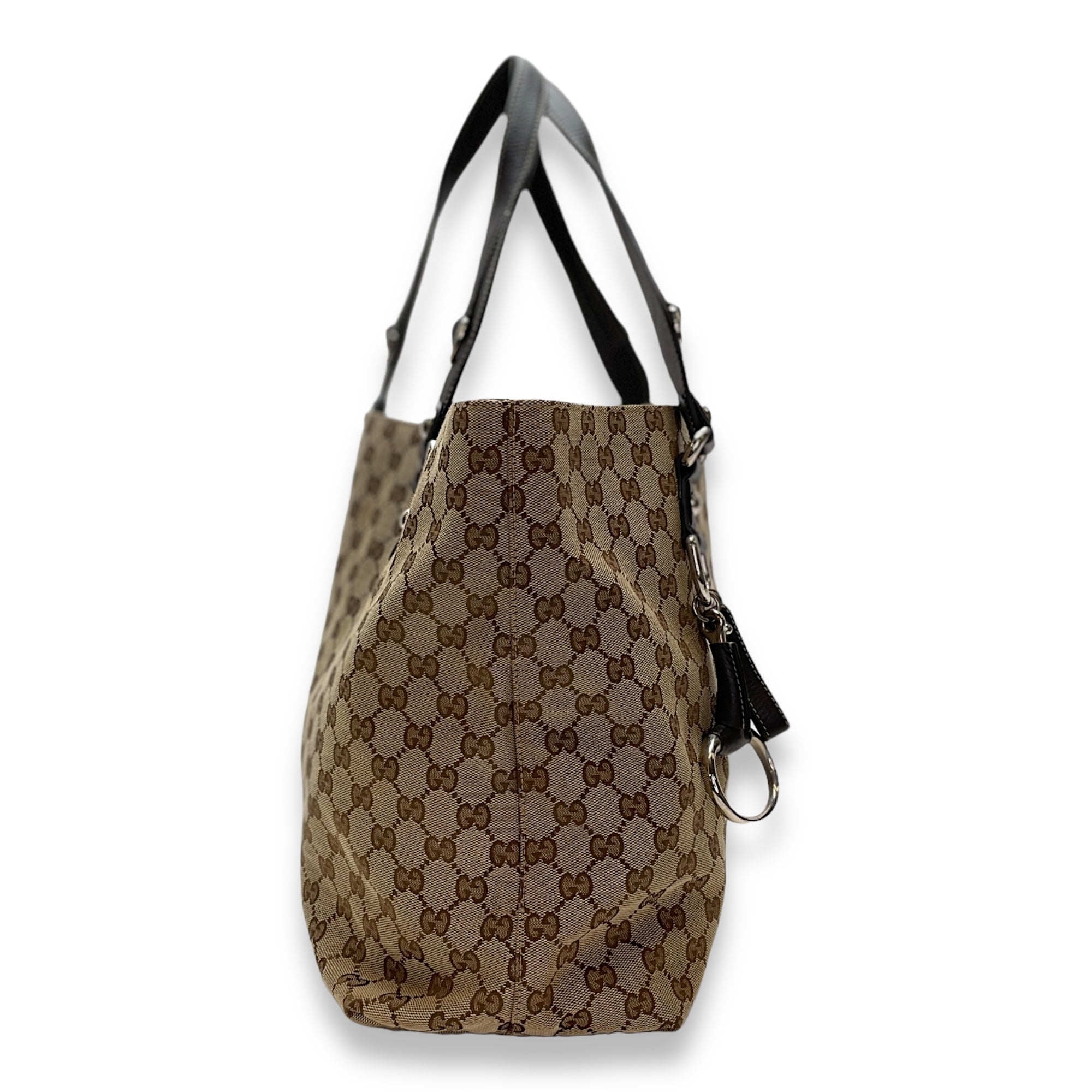 GG Brown Tote Bag in Jacquard, Light Gold hardware