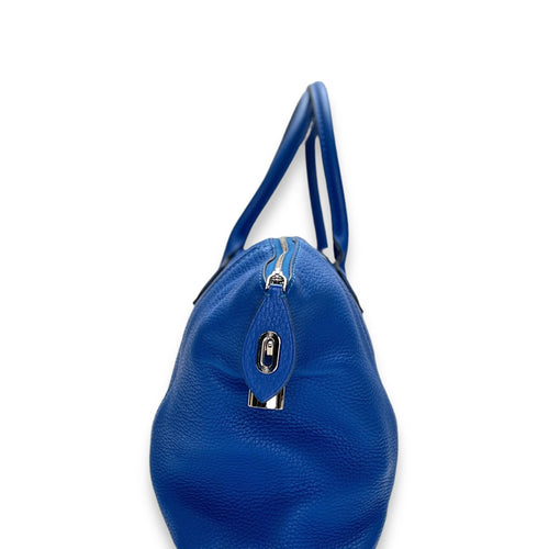 LockIt PM Blue Top Handle Bag in Calfskin, Gold hardware