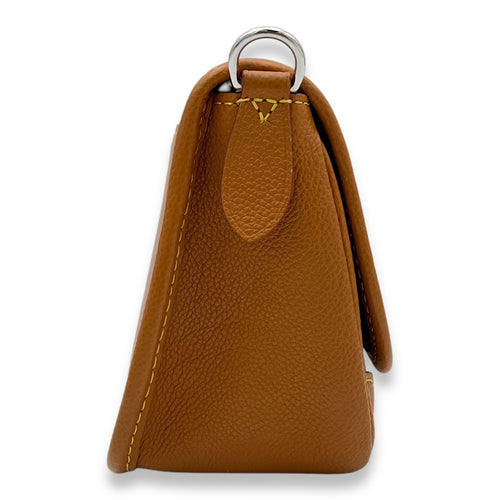 Buci Brown Shoulder Bag in Epi Leather, Silver hardware