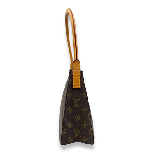 Looping Shoulder Bag MM Brown in Monogram Coated Canvas, Gold hardware