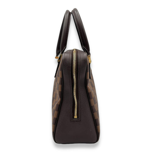 Brera Top Handle Bag Brown in Coated Canvas, Gold hardware