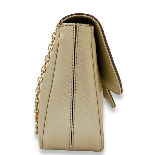 Luciana Gancini Gold Shoulder Bag in Calfskin, Rose Gold hardware