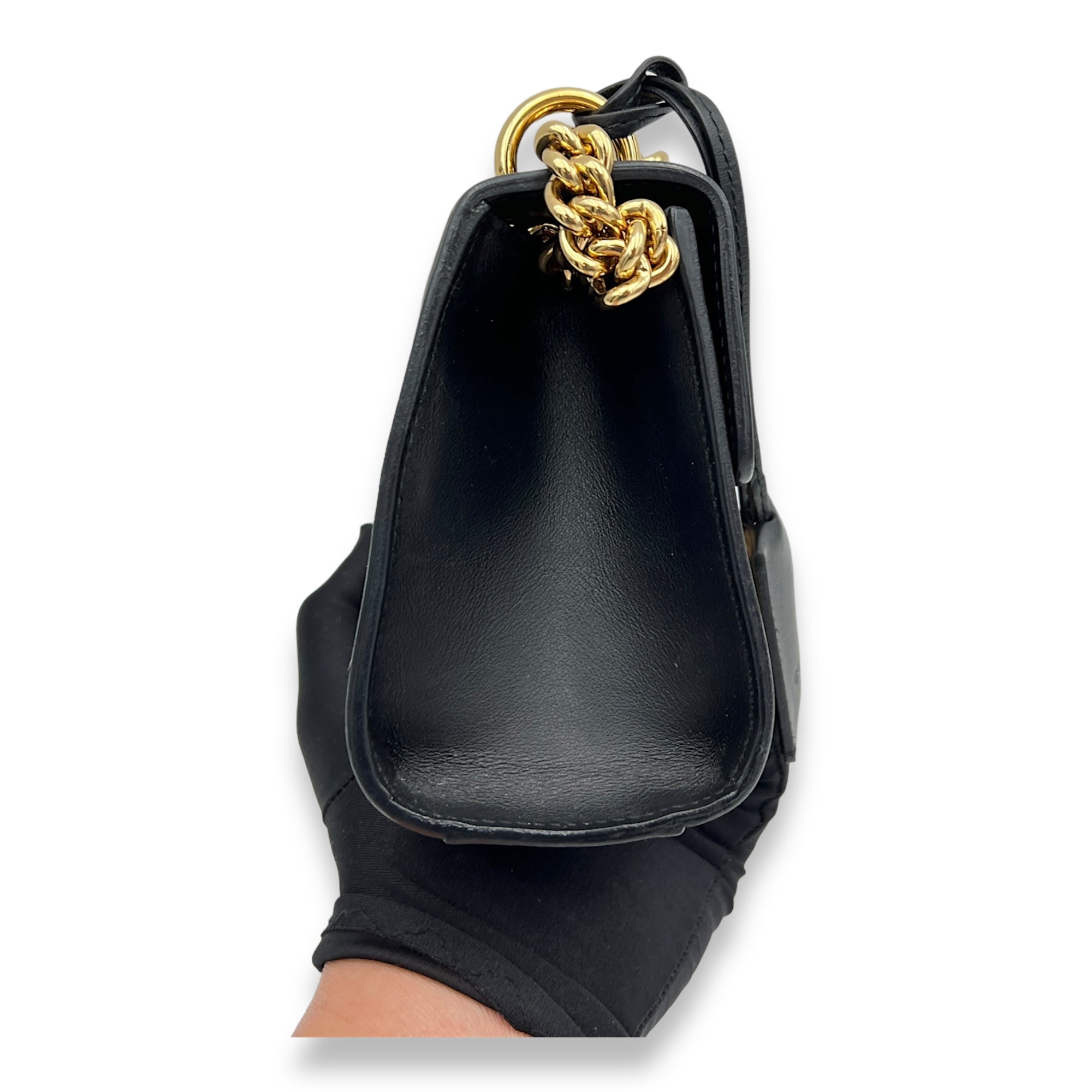 Padlock Shoulder Bag  Black in Coated Canvas , Gold Hardware