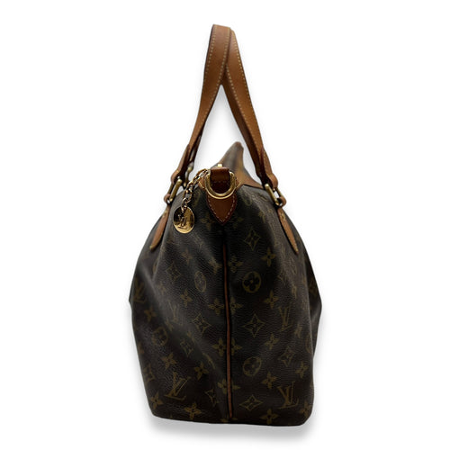 Palermo PM Brown Top Handle Bag in Monogram Coated Canvas, Gold hardware