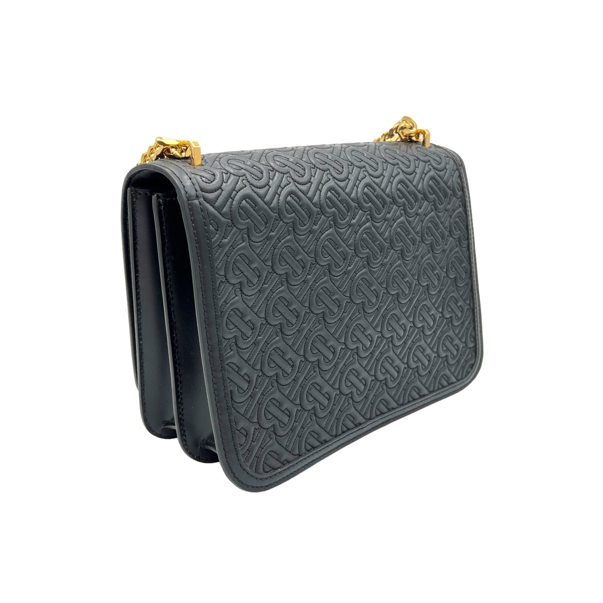 TB Shoulder Bag  Black in Calfskin , Gold Hardware