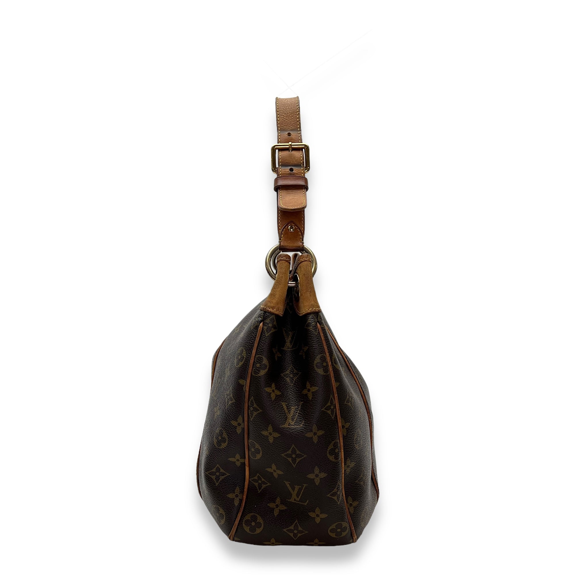 Galliera Brown Shoulder Bag in Coated Canvas, Gold hardware