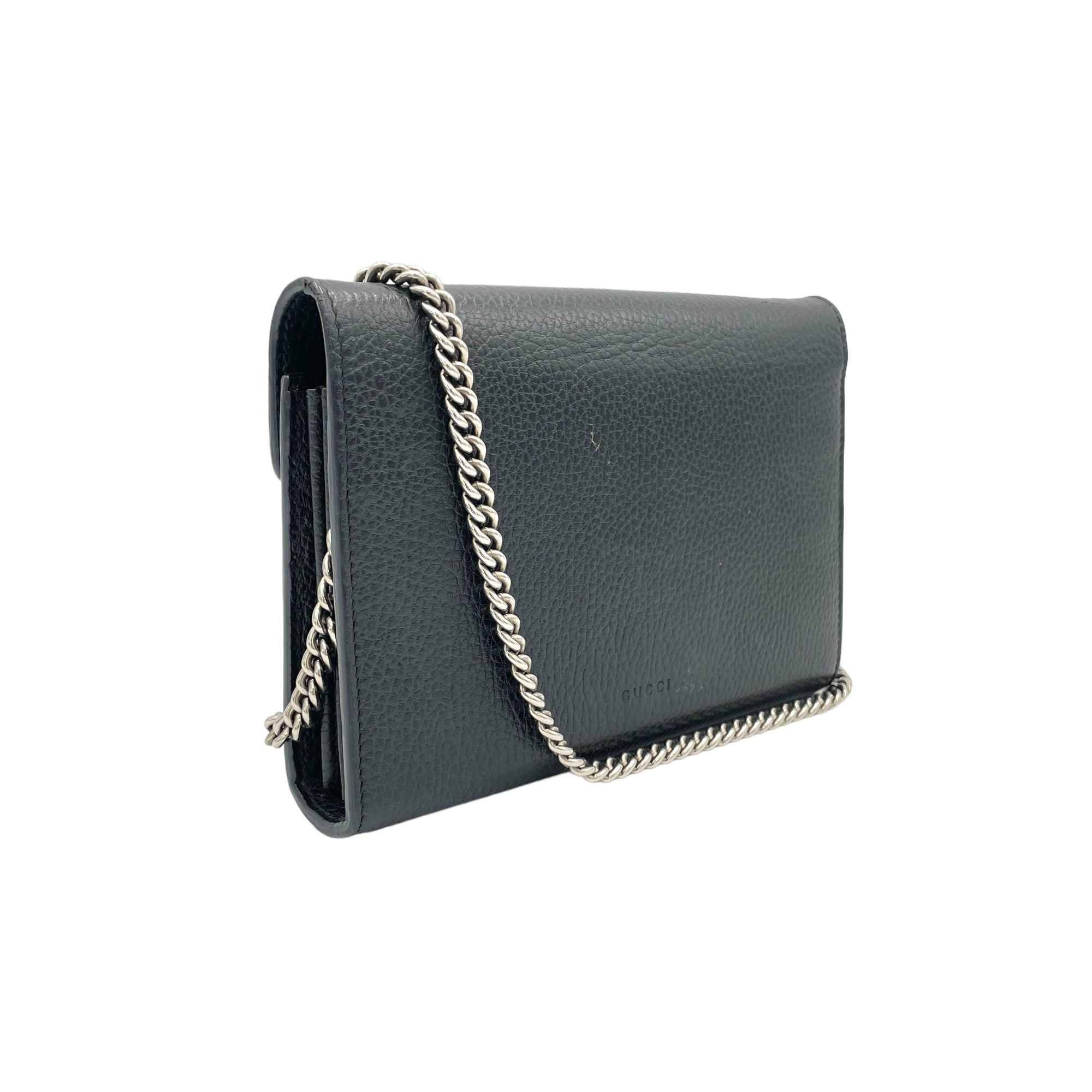 Dionysus Crossbody Bag  Black in Calfskin , Silver Hardware