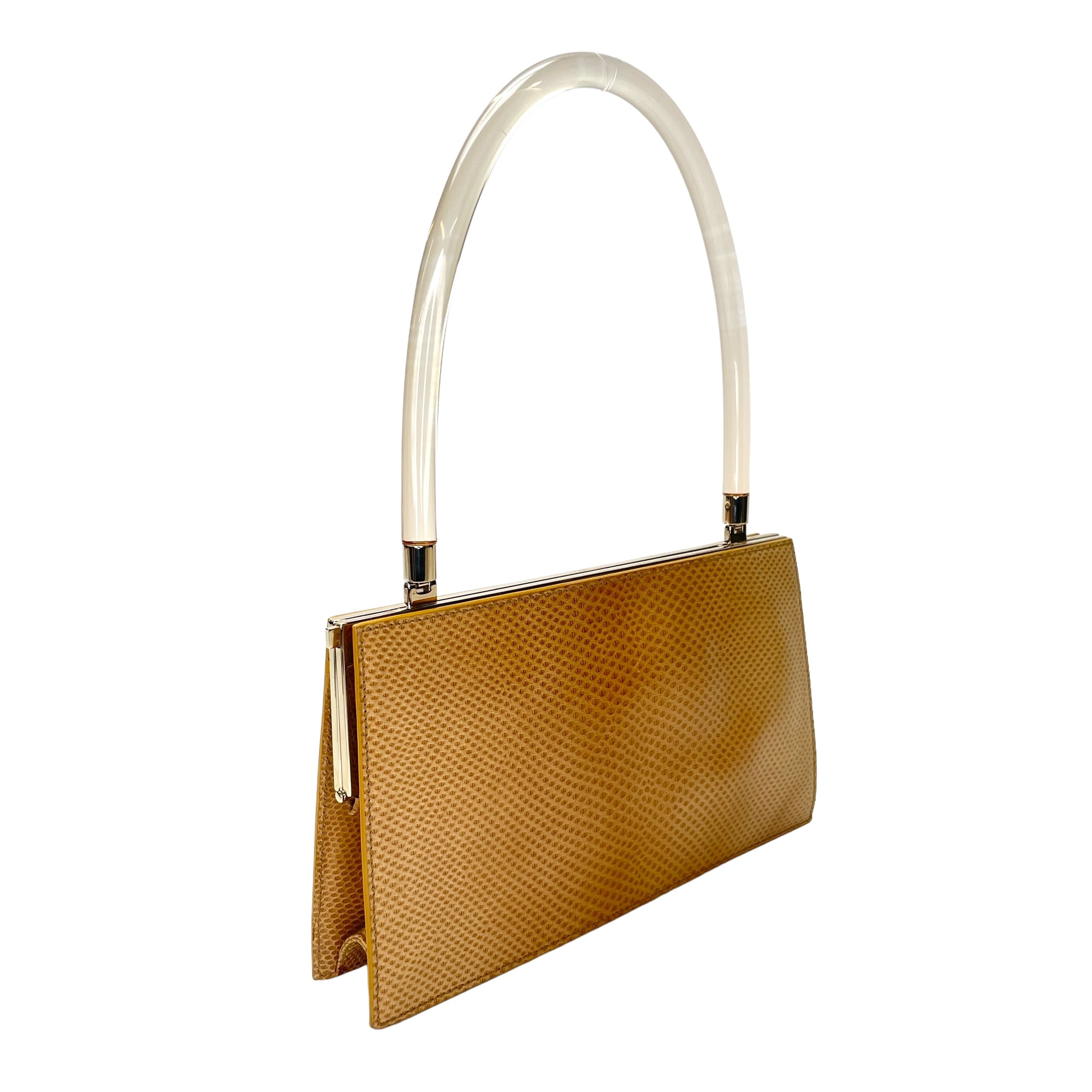 Others Top Handle Bag Brown in Lizard, Silver hardware