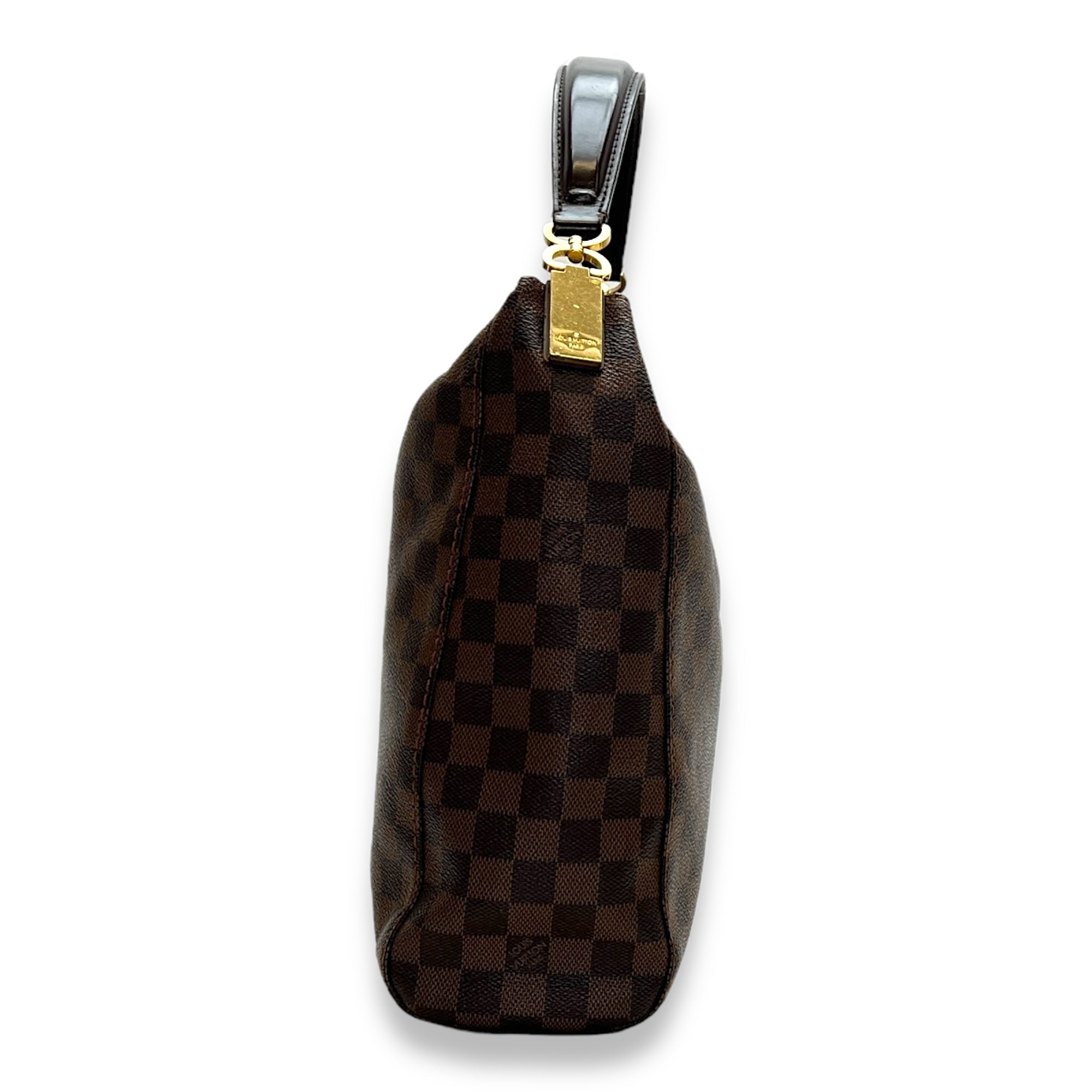 Portobello Damier Ebene Brown Shoulder Bag in Coated Canvas, Gold hardware