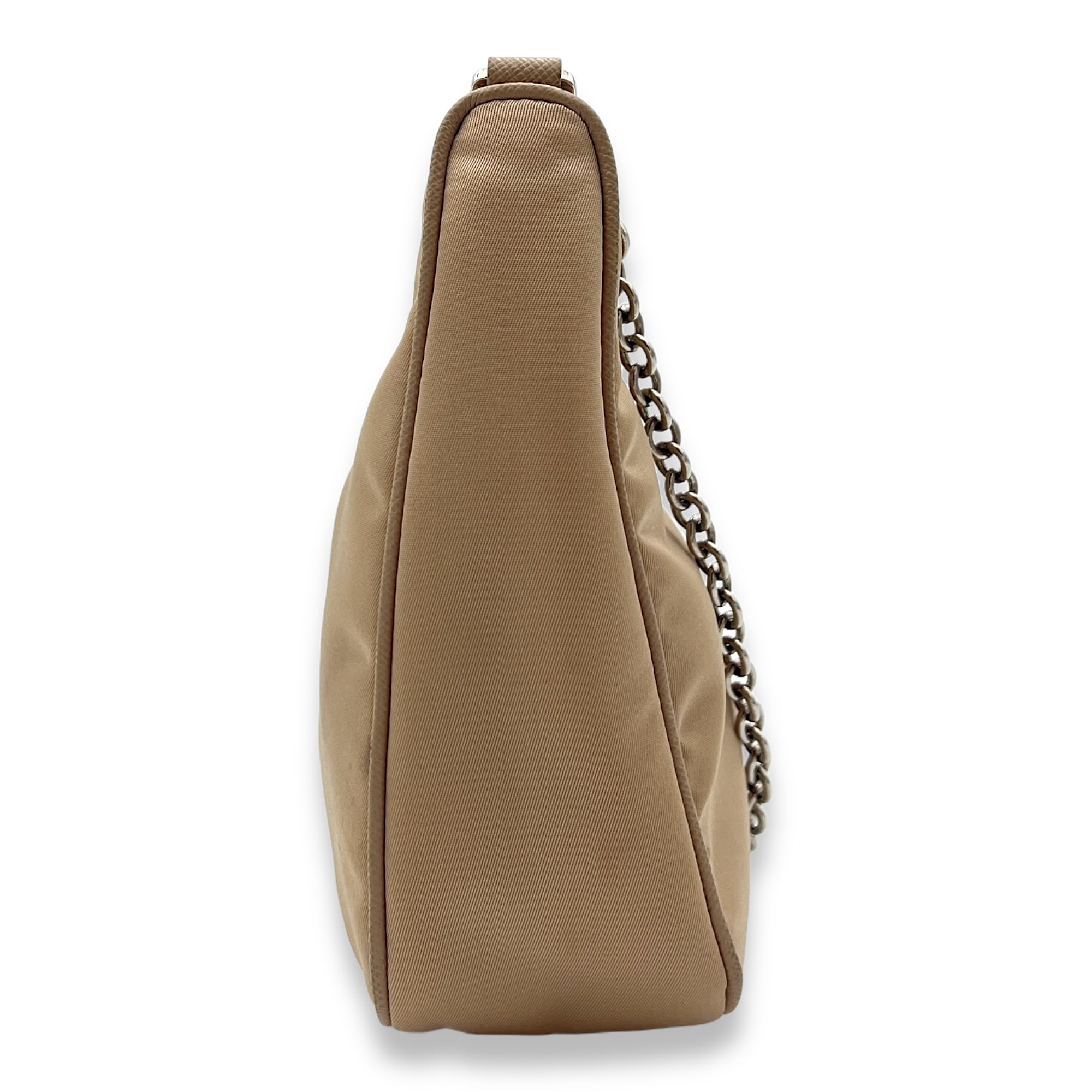 Re-Edition 2005 Beige Crossbody Bag in Re-Nylon, Silver hardware