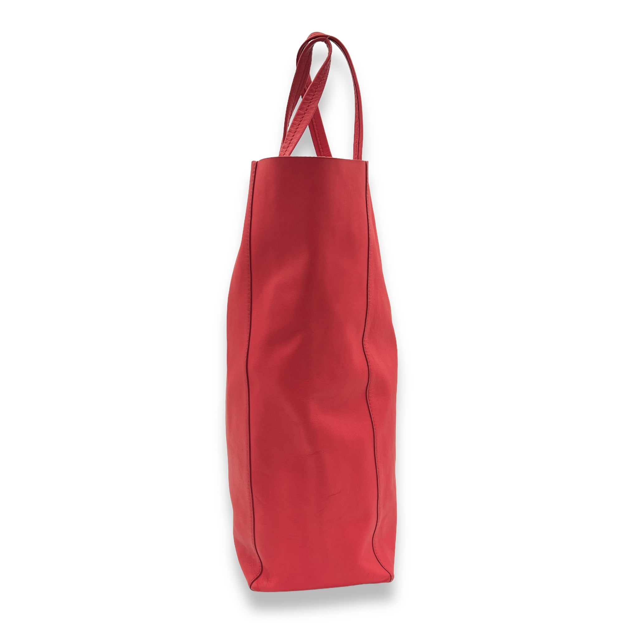 Vertical Cabas Red Tote Bag in Calfskin, Gold hardware