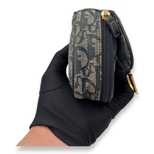 Saddle Pouch Blue in Jacquard, Gold hardware