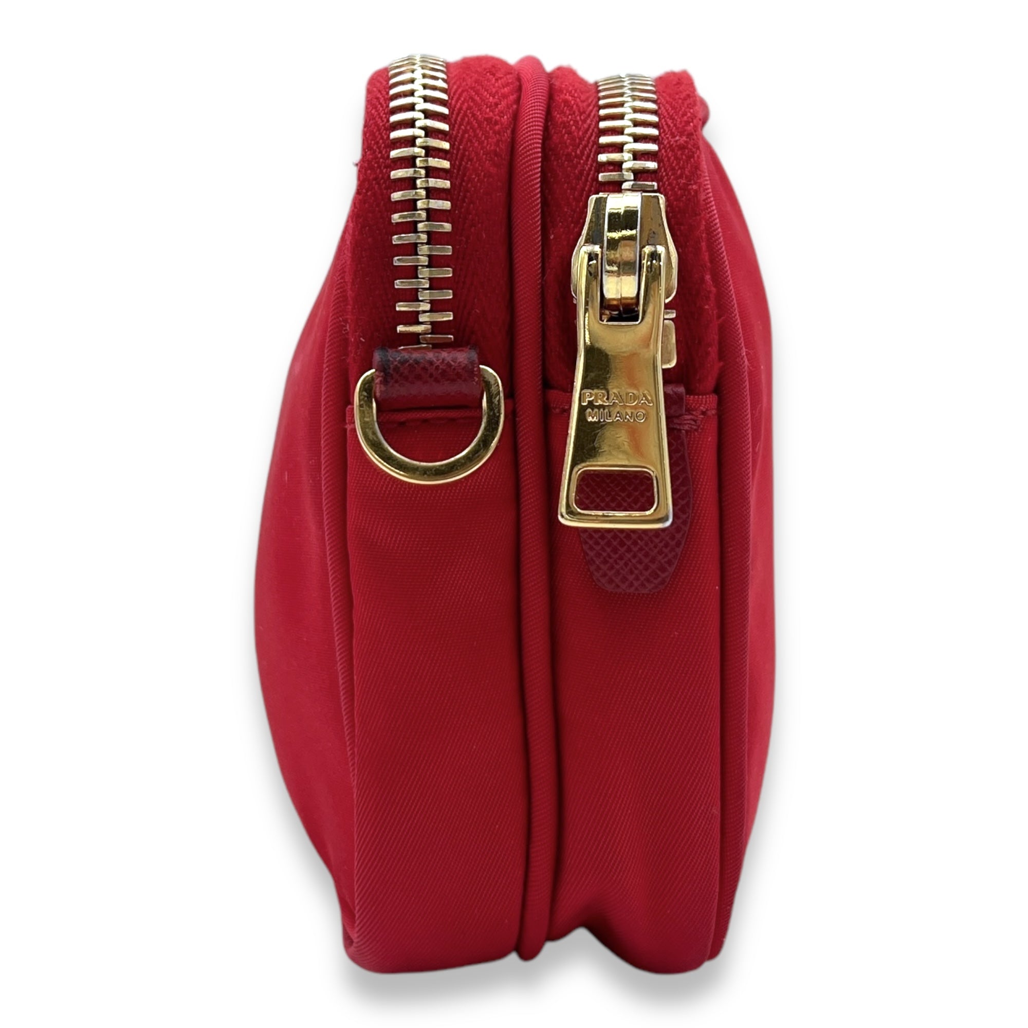 Tessuto Red Crossbody Bag in Nylon, Gold hardware