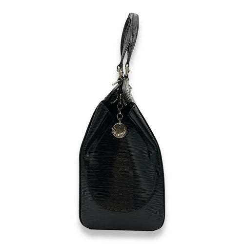 Brea MM Black Top Handle Bag in Epi Leather, Silver hardware