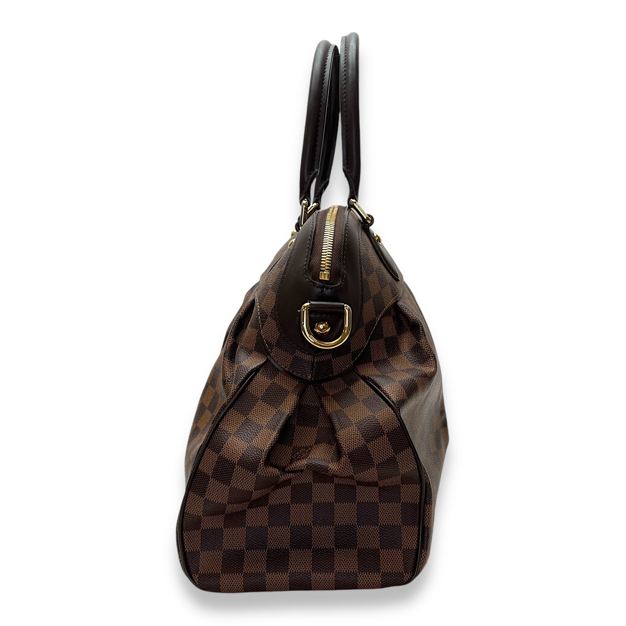 Trevi Damier Ebene GM Brown Top Handle Bag in Coated Canvas, Gold hardware