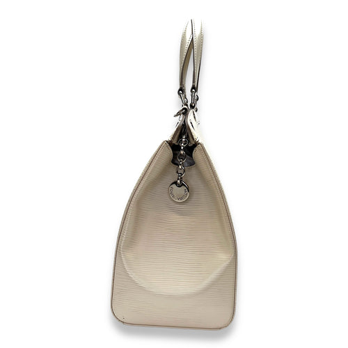 Brea MM Cream Top Handle Bag in Epi Leather, Silver hardware