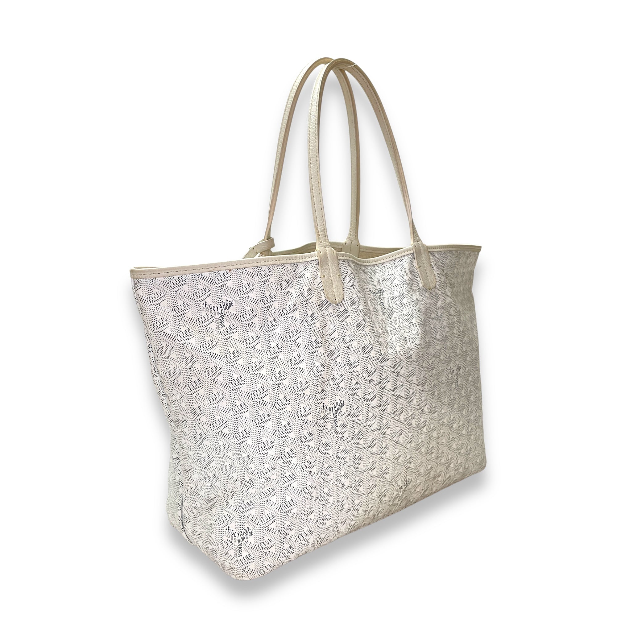 Saint Louis Tote Bag PM White in Coated Canvas, Silver hardware