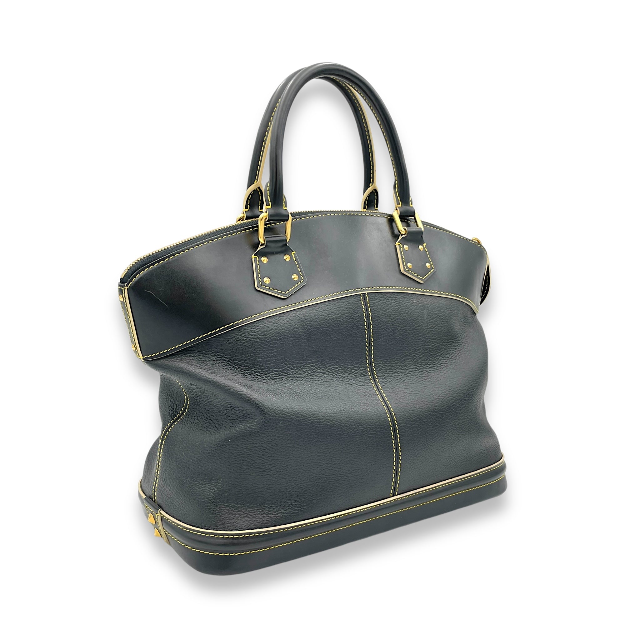 Suhali Lockit Top handle bag in Goat Leather, Gold Hardware