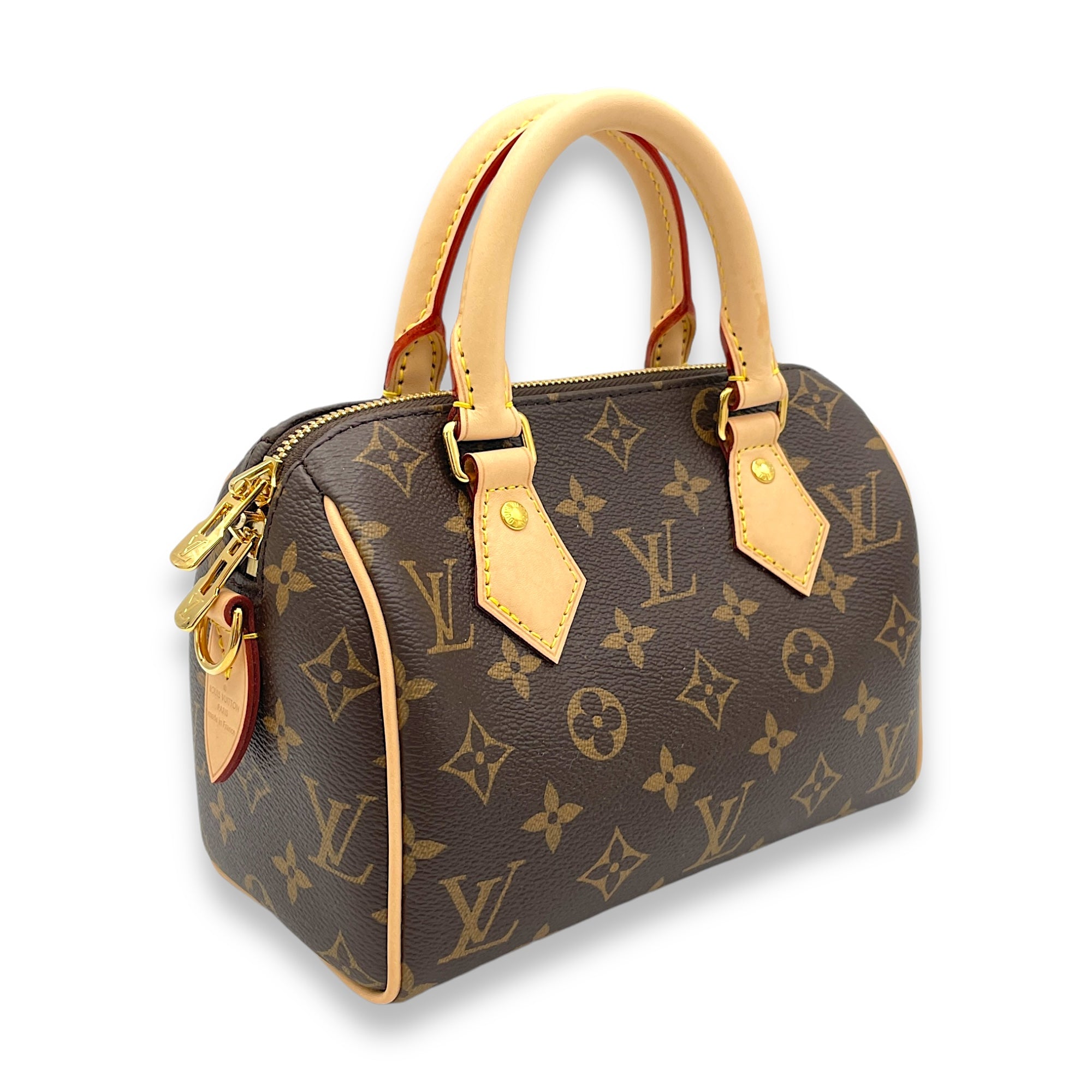 Speedy Bandouliere Top Handle Bag 20 Brown in Monogram Coated Canvas, Gold hardware