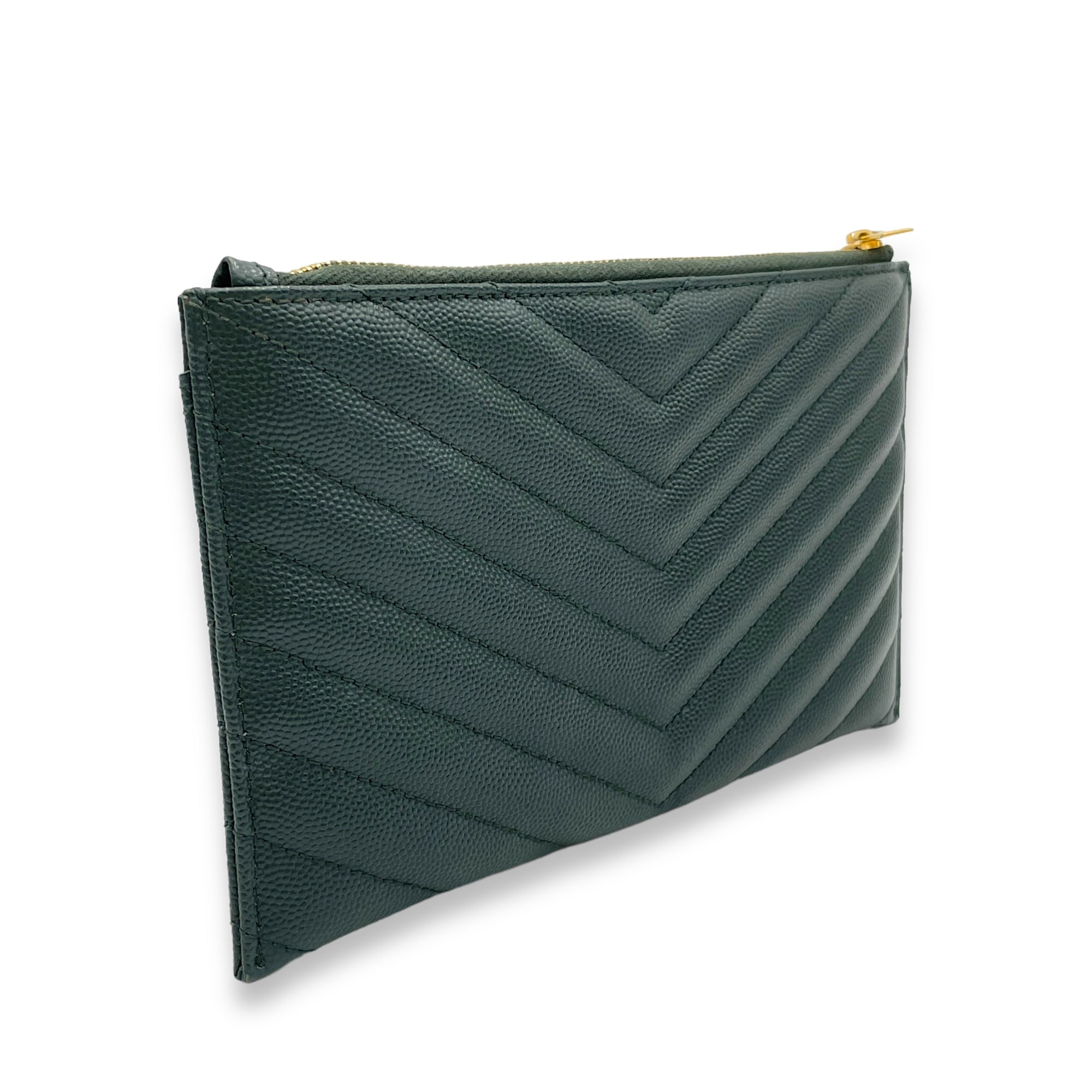 Cassandre Pouch Green in Calfskin, Gold hardware