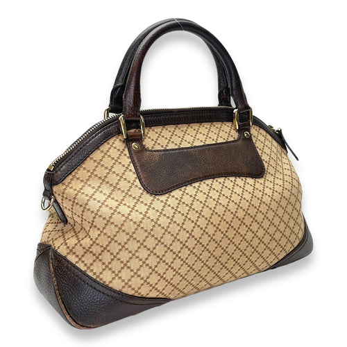 Horsebit Shoulder Bag Brown in Jacquard, Gold hardware