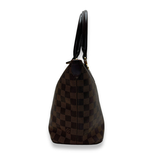 Saleya PM Damier Ebene Top Handle Bag in Coated Canvas, Gold hardware