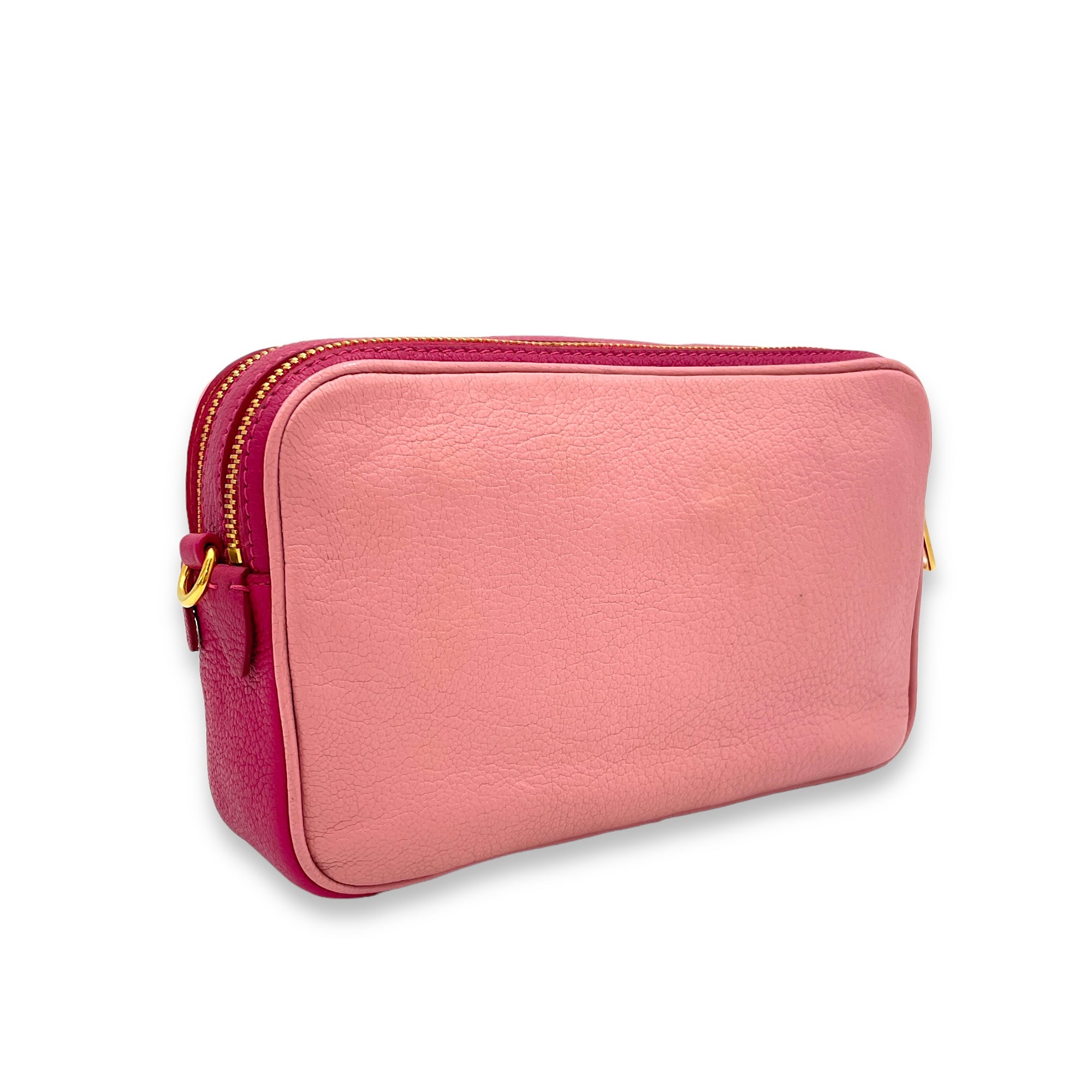 Madras Crossbody Bag Pink in Goat Leather, Gold hardware