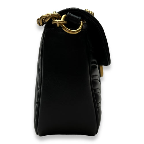 GG Marmont Shoulder Bag Black in Calfskin, Gold hardware