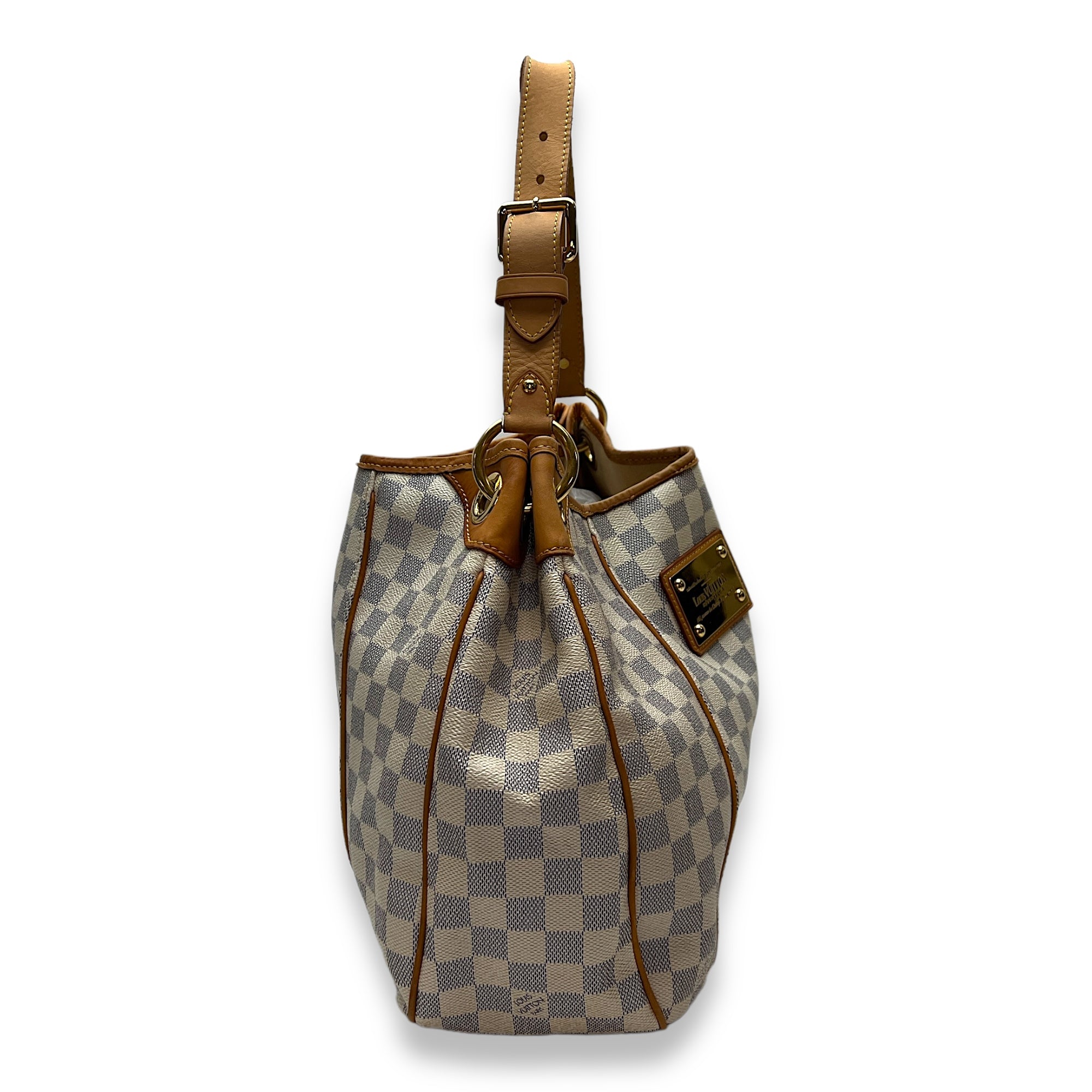 Galleria Damier Azur Shoulder Bag in Coated Canvas, Gold hardware