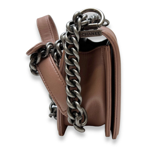 Boy Small Shoulder bag in Calfskin, Ruthenium Hardware