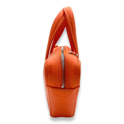 Triangle Two-way Orange Top Handle Bag in Calfskin, Silver hardware